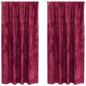 VidaXL Zasłony z weluru 2 pcs czerwone wino 175 x 140 cm Aksamit