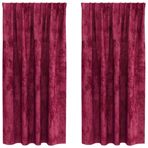 VidaXL Zasłony z weluru 2 pcs czerwone wino 175 x 140 cm Aksamit