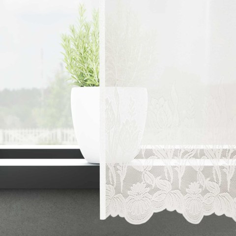 VidaXL Firanka Koronkowa z zasłonami Biały 160 x 600 cm Poliester