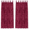 VidaXL Zasłony z weluru 2 pcs czerwone wino 245 x 140 cm Aksamit
