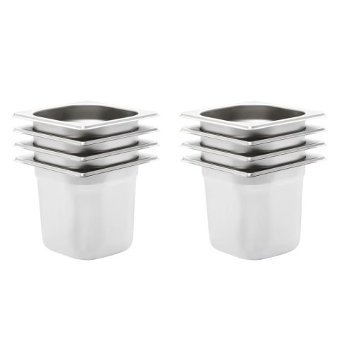 POJEMNIKI GASTRONOMICZNE GN 1/6 150 MM STAL NIERDZEWNA BEMAR ZESTAW 8 SZTUK