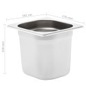 POJEMNIKI GASTRONOMICZNE GN 1/6 150 MM STAL NIERDZEWNA BEMAR ZESTAW 8 SZTUK