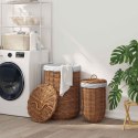 VidaXL Kosz na pranie 2 pcs Brązowy Rattan Kubu