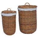 VidaXL Kosz na pranie 2 pcs Brązowy Rattan Kubu