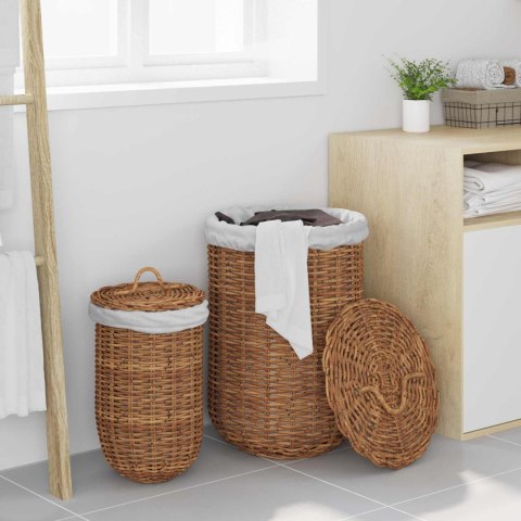 VidaXL Kosz na pranie 2 pcs Brązowy Rattan Kubu