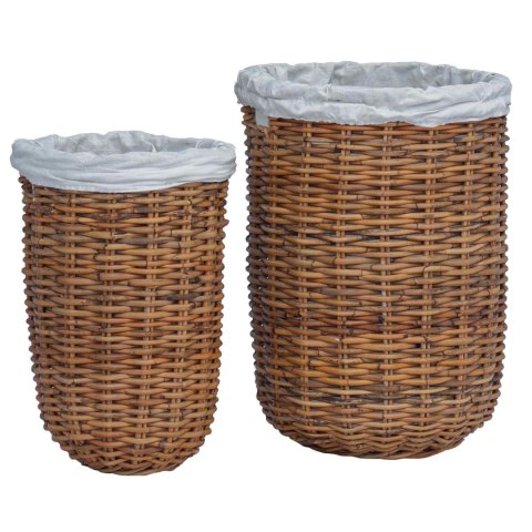 VidaXL Kosz na pranie 2 pcs Brązowy Rattan Kubu