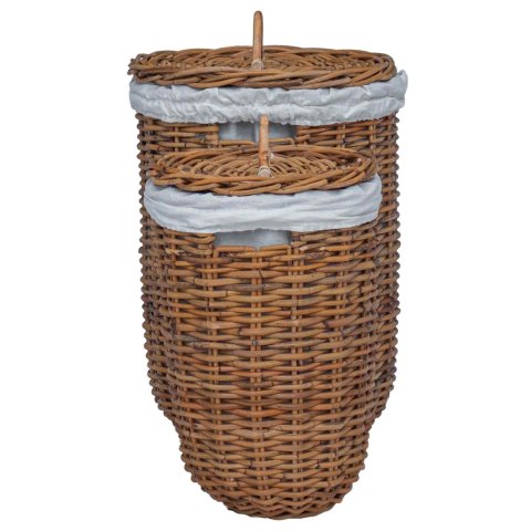 VidaXL Kosz na pranie 2 pcs Brązowy Rattan Kubu