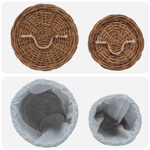 VidaXL Kosz na pranie 2 pcs Brązowy Rattan Kubu
