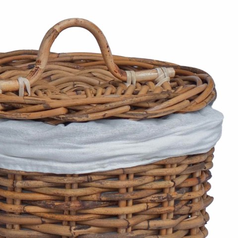 VidaXL Kosz na pranie 2 pcs Brązowy Rattan Kubu