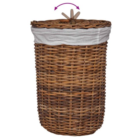 VidaXL Kosz na pranie 2 pcs Brązowy Rattan Kubu