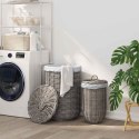 VidaXL Kosz na pranie z pokrywą 2 pcs Kubu Szary Rattan Kubu
