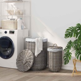VidaXL Kosz na pranie z pokrywą 2 pcs Kubu Szary Rattan Kubu
