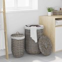 VidaXL Kosz na pranie z pokrywą 2 pcs Kubu Szary Rattan Kubu