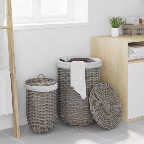 VidaXL Kosz na pranie z pokrywą 2 pcs Kubu Szary Rattan Kubu
