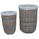 VidaXL Kosz na pranie z pokrywą 2 pcs Kubu Szary Rattan Kubu