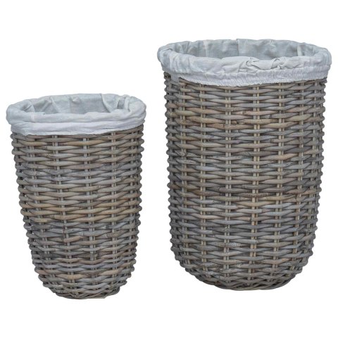 VidaXL Kosz na pranie z pokrywą 2 pcs Kubu Szary Rattan Kubu