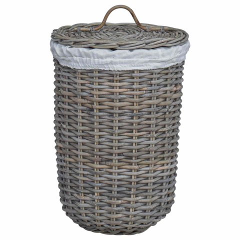 VidaXL Kosz na pranie z pokrywą 2 pcs Kubu Szary Rattan Kubu