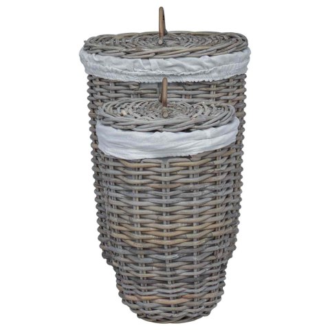 VidaXL Kosz na pranie z pokrywą 2 pcs Kubu Szary Rattan Kubu