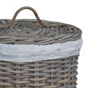VidaXL Kosz na pranie z pokrywą 2 pcs Kubu Szary Rattan Kubu