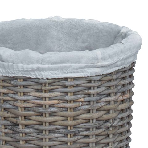 VidaXL Kosz na pranie z pokrywą 2 pcs Kubu Szary Rattan Kubu