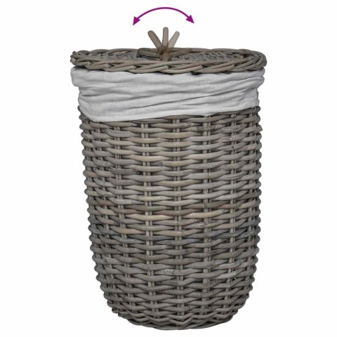 VidaXL Kosz na pranie z pokrywą 2 pcs Kubu Szary Rattan Kubu