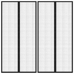 VidaXL Moskitiera na drzwi z magnesami, 2 szt., czarna, 220x100 cm