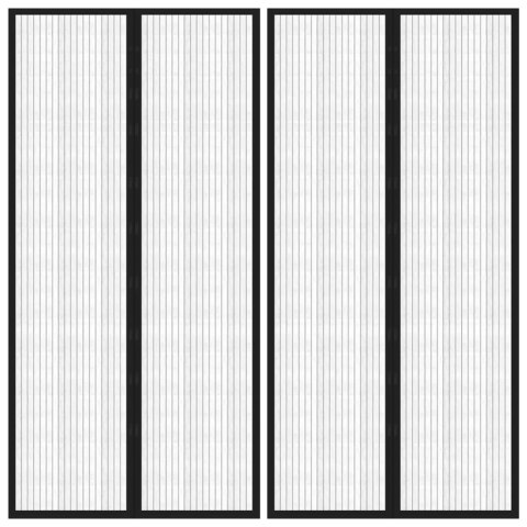 VidaXL Moskitiera na drzwi z magnesami, 2 szt., czarna, 220x100 cm