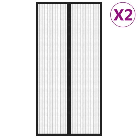 VidaXL Moskitiera na drzwi z magnesami, 2 szt., czarna, 220x100 cm