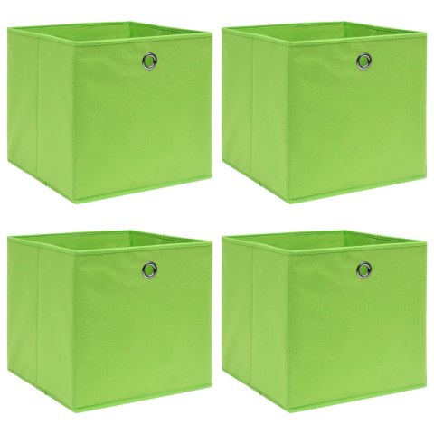 VidaXL Pudełka, 4 szt., zielone, 32x32x32 cm, tkanina