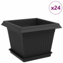 VidaXL Doniczki 24 pcs Czarny 23 x 23 x 17,5 cm Z tworzywa sztucznego