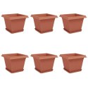VidaXL Doniczki 6 pcs Czerwony ceglasty 28,5 x 28,5 x 22 cm