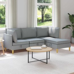 VidaXL Modularny Zestaw Sofy z Przechowalnią 4 pcs jasnoszary tkanina