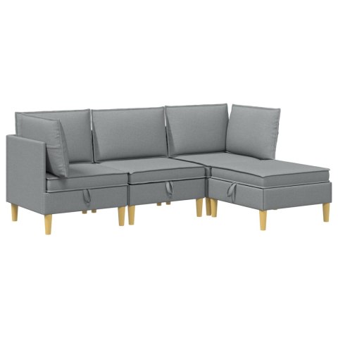 VidaXL Modularny Zestaw Sofy z Przechowalnią 4 pcs jasnoszary tkanina