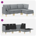 VidaXL Modularny Zestaw Sofy z Przechowalnią 4 pcs jasnoszary tkanina