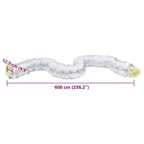 VidaXL Przewód wentylacyjny, izolowany, aluminiowy, 6 m, Ø12,5 cm