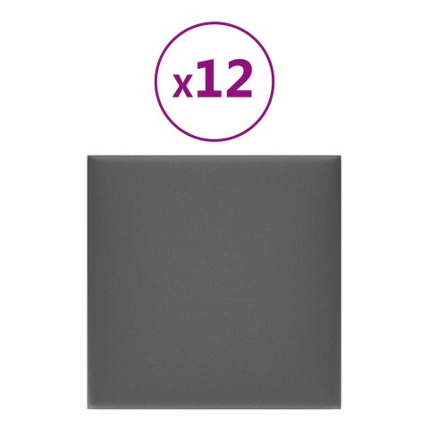 VidaXL Wejściowy zagłówek 12 pcs Szary 30 x 30 cm tkanina