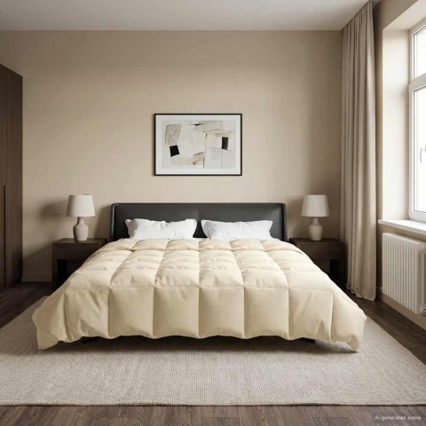 VidaXL Kołdra na cały rok Kwiłtowany Kremowy 240 x 260 cm Mikrofibra