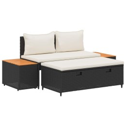 VidaXL Zestaw sof na zewnątrz z poduszką 4 pcs Czarny i kremowo-biały