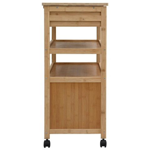 VidaXL Wózek kuchenny z kółkami Naturalny 59,5 x 36 x 82 cm Bambus