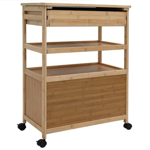 VidaXL Wózek kuchenny z kółkami Naturalny 59,5 x 36 x 82 cm Bambus