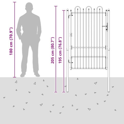 BRAMA OGRODZENIOWA DRONTEN STAL CZARNY ZAMYKANE 205X104X4CM