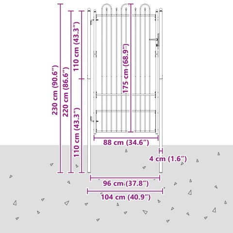 BRAMA OGRODZENIOWA DRONTEN STAL CZARNY ZAMYKANE 230X104X4CM