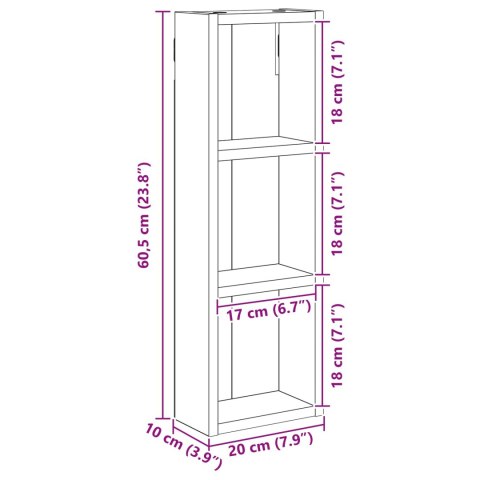 VidaXL Szafka ścienna łazienkowa Betonowy Szary 20 x 10 x 60,5 cm