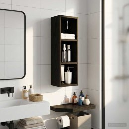 VidaXL Szafka ścienna łazienkowa z półką Czarny Dąb 20 x 16 x 62,5 cm