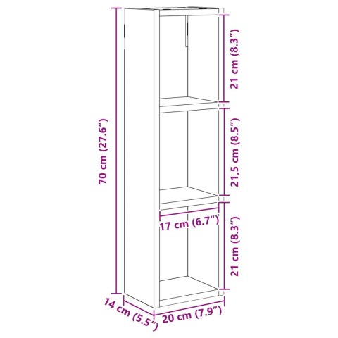 VidaXL Szafka ścienna łazienkowa z półką Dąb Sonoma 20 x 14 x 70 cm