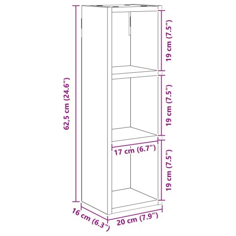 VidaXL Szafka ścienna łazienkowa z półką Dąb Sonoma 20 x 16 x 62,5 cm