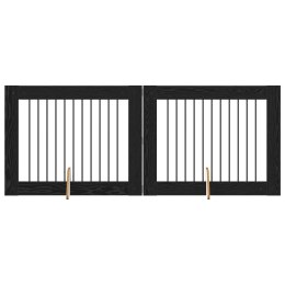 VidaXL Bramka dla psów z podpórkami 2 pcs Czarny dąb 100 x 80 cm