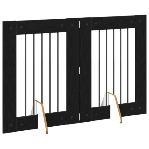 VidaXL Bramka dla psów z podpórkami 2 pcs Czarny dąb 60 x 80 cm
