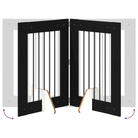 VidaXL Bramka dla psów z podpórkami 2 pcs Czarny dąb 60 x 80 cm