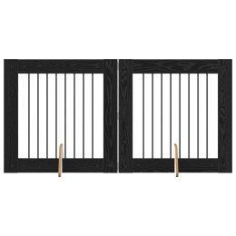 VidaXL Bramka dla psów z podpórkami 2 pcs Czarny dąb 80 x 80 cm